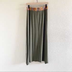 Ten Olive Green Maxi Skirt Southwest Size L